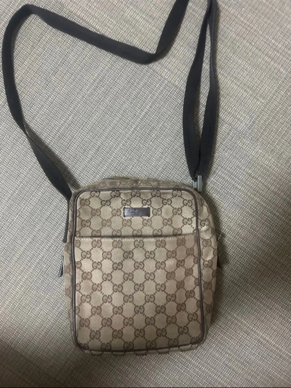 Gucci Beige and Brown GG Monogram Messenger Crossbody